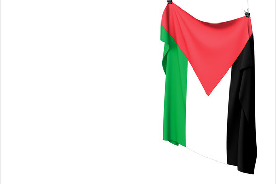 Vertical Palestine Flag Fabric Texture &ndash; Isolated Graphic Element