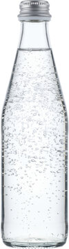 Refreshing sparkling water in a glass bottle isolated on transparent background