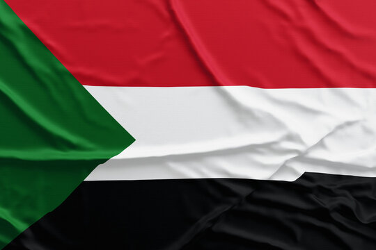 Sudan Flag Texture &ndash; Waving Fabric Close-Up Background