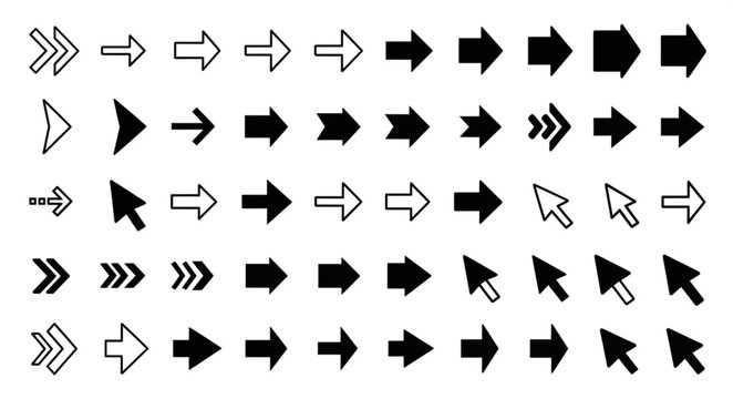 Collection of arrows and cursors in various styles and directions.