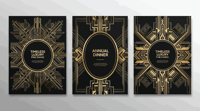Art deco style luxury menu or invitation card templates