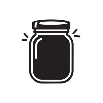 Simple black silhouette icon of an empty glass mason jar with container