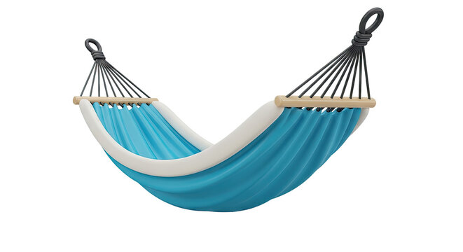 Blue Hammock with Wooden Spreader Bars