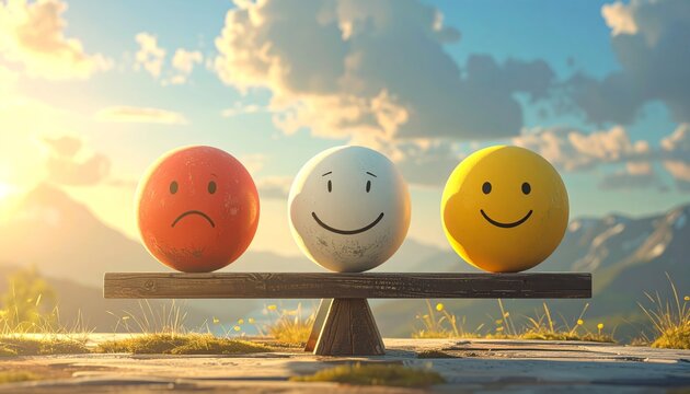 A collection of happy colorful Easter eggs with funny smiling faces and one sad toy egg isolated on white background as a fun holiday food concept