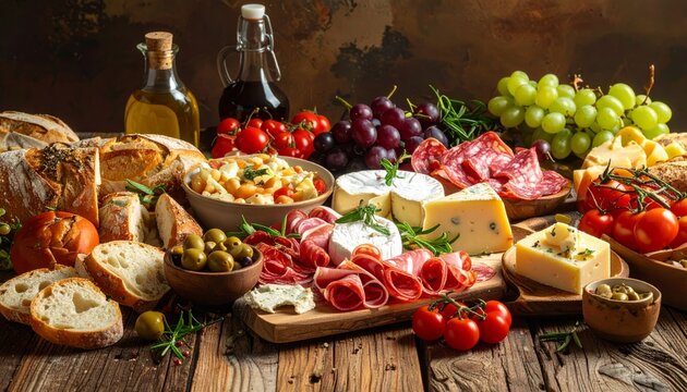 A delicious gourmet meal of fresh fruit and vegetable salad served on a healthy dinner plate at a restaurant buffet table