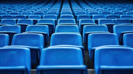 Fototapeta premium Rows of empty blue stadium seats