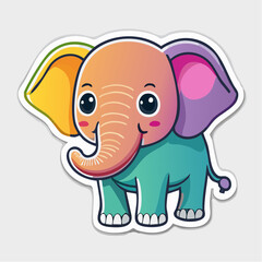 Fototapeta premium Cute Cartoon Elephant Sticker with Gradient Colors