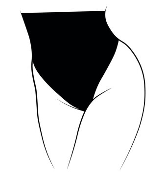 Butt, bikini panties, swimsuit, black and white drawing