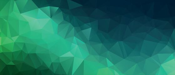 Obraz premium Abstract Green Low Poly Vector Background with Geometric Triangle Mesh Pattern