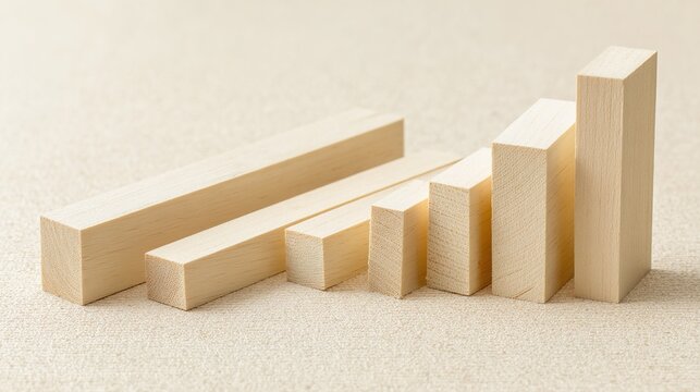 balsa. Neatly arranged precision-cut balsa wood pieces with natural textures in a workshop. safety posters, maintenance manuals, designed for precision metalworking and fabrication facilities.