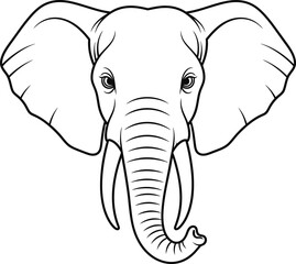 Fototapeta premium Line art elephant with balloon minimalist illustration