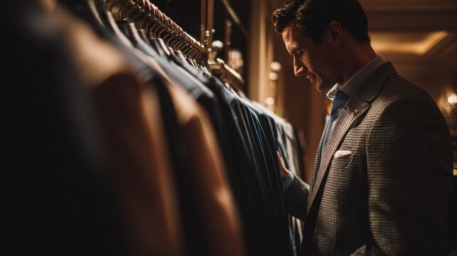 Choosing a suit in a tailor shop