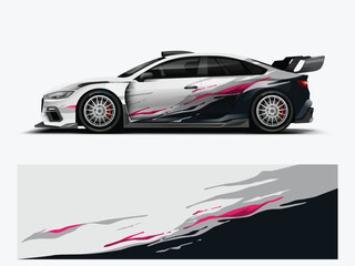 White Pink GT Racing Car Vinyl Wrap Livery Motorsport Vector © black