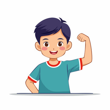 Cartoon Boy Flexing Bicep