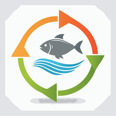 Obraz premium Fish and Water Cycle Icon