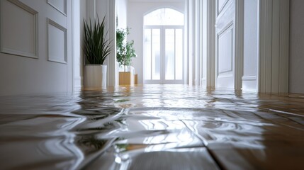 Fototapeta premium Flooded interior hallway of a modern house