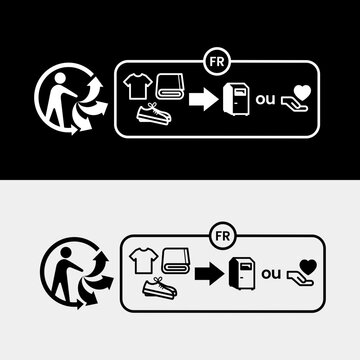 France Textile Recycling Label &ndash; Triman Logo with Sorting Instructions for Clothes, Shoes & Electronics
