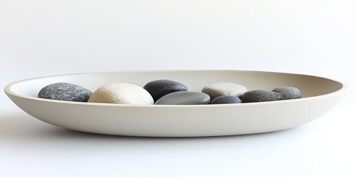 Serene Stone Collection in Earthenware Bowl Meditative Art with Organic Patterns for Zen Spaces