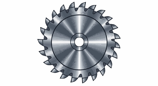 Circular saw blade with sharp teeth and reflective metallic finish