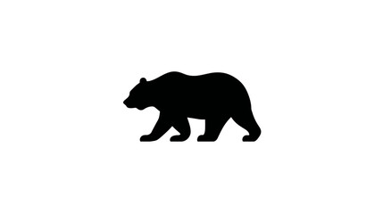 Fototapeta premium Striking Black Bear Silhouette Walking Icon on White Background. Simple Wildlife Animal Graphic Illustration Vector Element for Design.
