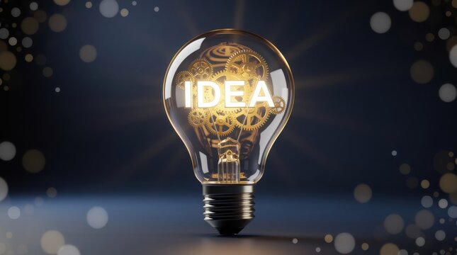 A glowing light bulb with the word "IDEA" inside, surrounded by a dark, blurred background, symbolizing creativity and innovation.