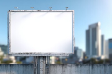 Obraz premium 3D illustration of a blank outdoor advertising board mounted on a wall