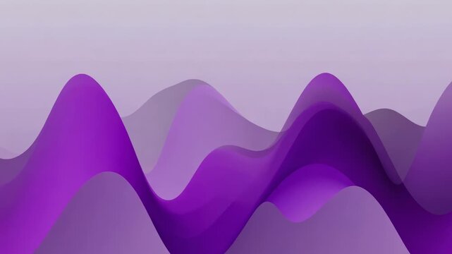 Abstract waves in shades of purple and lavender undulate smoothly across a soft gradient background, creating a visually captivating flow of color and form