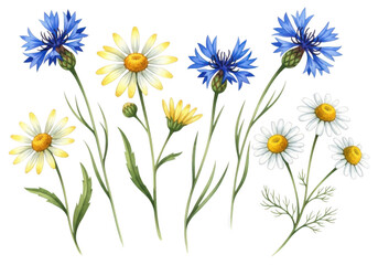 Fototapeta premium Wildflowers illustration isolated on transparent background