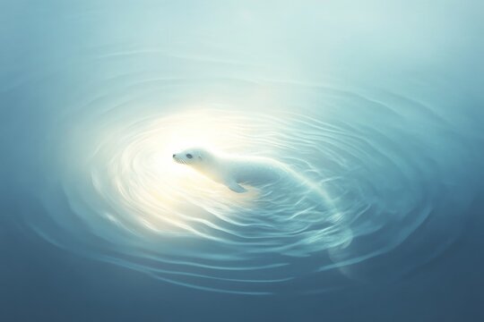 Enchanting emergence of a selkie in seal form in serene waters