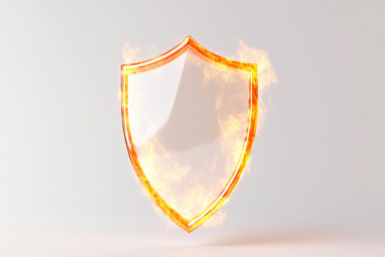 Fiery shield concept representing security and protection