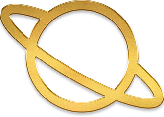 Luxury golden saturn planet icon showing metallic finish for space exploration and astronomy education © titileedzs
