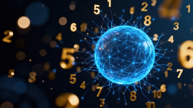 Blue sphere with numbers and connections