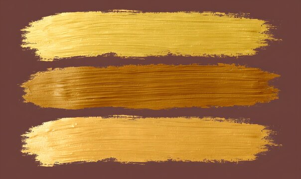 three parallel broad paint brush strokes in different shades of yellow, brushed horizontally left to right, that fill the frame