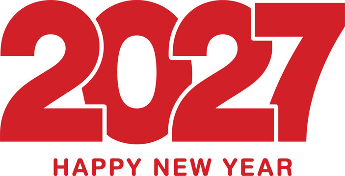 Abstract 2027 New Year Icon Set with Festive Elements, Colorful Designs for Holiday and Seasonal Graphics