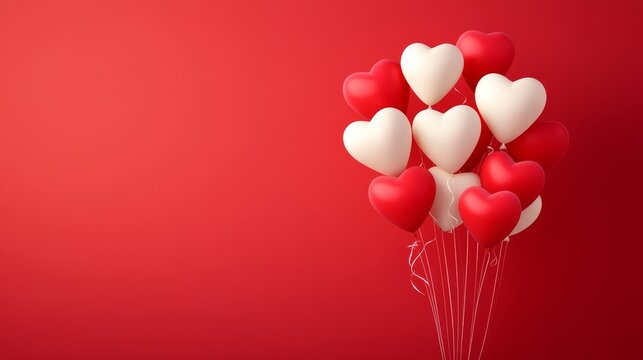 79.Concept = Heart and balloons of Happy Valentines Day, greeting card from February 14. Vector illustration