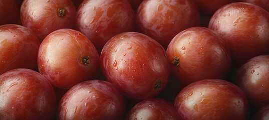 Obraz premium Clusters of Juicy, Ripe Red Grapes on the Vine, Showcasing Their Luscious Color and Sweet Flavor