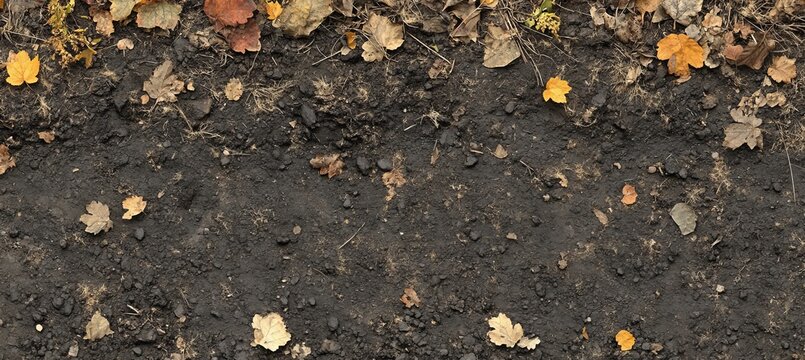 Nature s Tapestry A Beautifully Textured Scene of Earth, Leaves, and Decomposing Foliage in Harmony