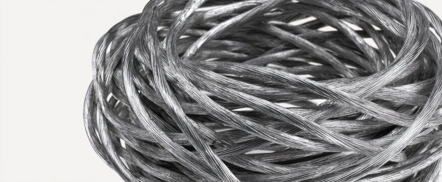 Aluminum wire piece shown in isolation - 3D graphic representation