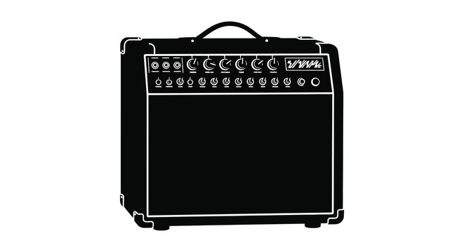 Guitar amplifier silhouette against a white background