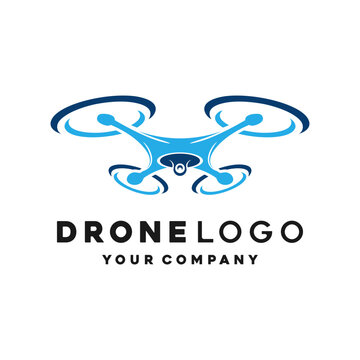 Drone logo, Flying drone logo with perspective