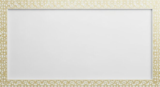 Elegant Rectangular Mirror with Ornate Golden Border.