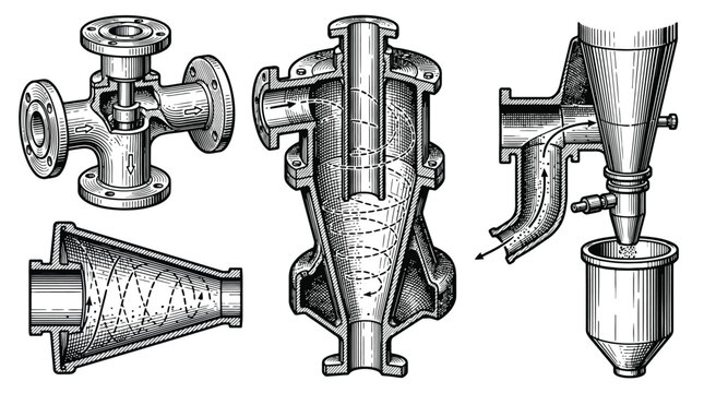 Industrial valves and fittings mechanical components isolated.