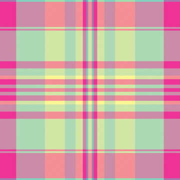 International pattern tartan plaid, printing seamless texture vector. Argyle check background textile fabric in green and pink colors.
