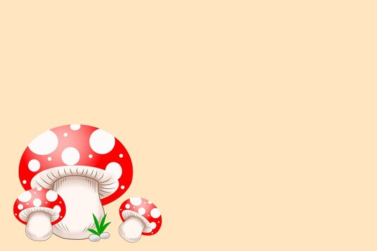 Red Mushroom Cluster Illustration. Amanita Muscaria Group With Grass. Fly Agaric Multiple MushroomsBuatkan 3 judul yang simple tapi jelas dan 40 keyword yang relevan, dari masing-masing gambar, single