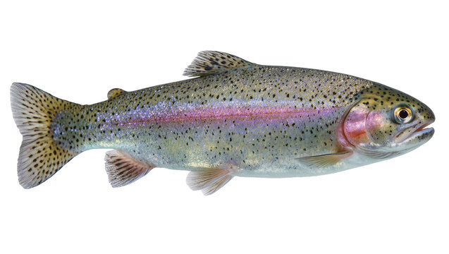 Rainbow trout fish with colorful stripe and spots, isolated on transparent background