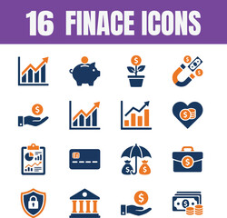 Fototapeta premium 16 Professional Finance and Economy Icon Set for Business Presentations