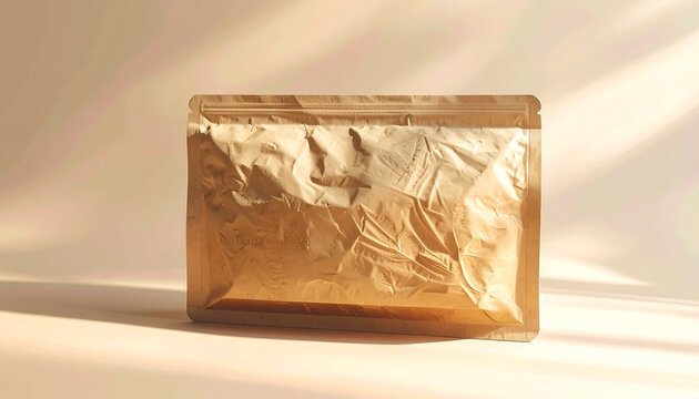 gold foil eco packaging mockup with embossed natural texture for sustainable branding