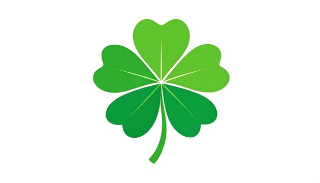 Green Four Leaf Clover Icon Centered on White Background