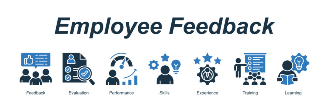 Employee Feedback banner web icon vector illustration concept with an icon of Feedback, Evaluation, Performance, Skills, Experience, Training, Learning 