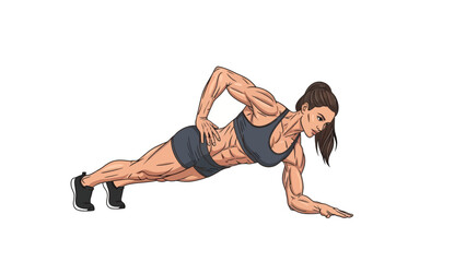 Fototapeta premium Muscular Woman Performing Side Plank Exercise.